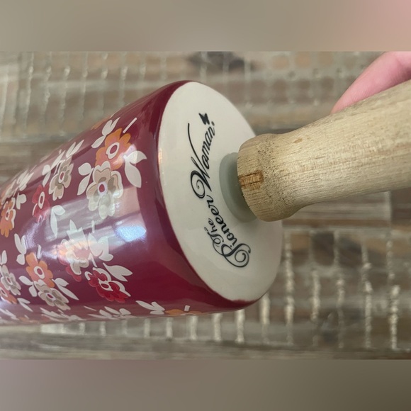 Retired Pioneer Woman “Fall Flowers” Autumn Harvest Ceramic Rolling Pin Rare - Picture 3 of 7
